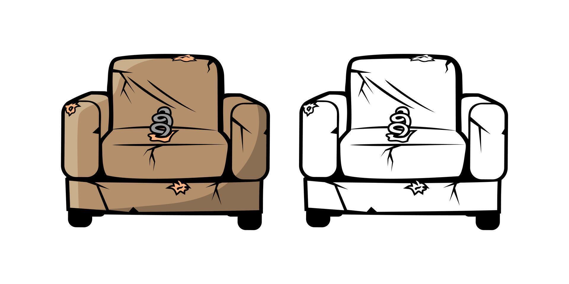 quebrado sofá Projeto ilustração vetor