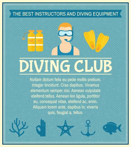 Cartaz do clube de mergulho vetor