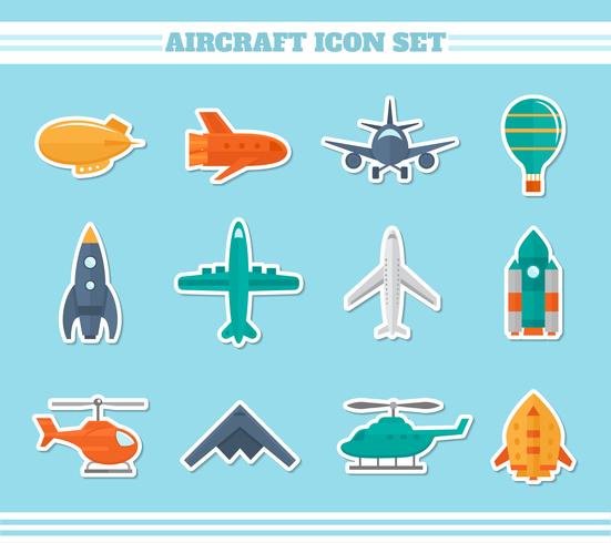 Adesivos de ícones de aeronaves vetor