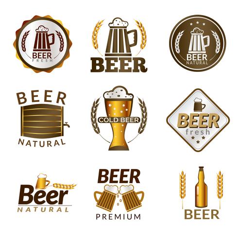 Emblemas de cerveja dourada vetor