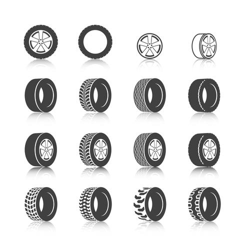 Conjunto de ícones de pneus vetor