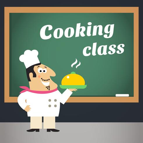 Cartaz de publicidade de aula de culinária vetor