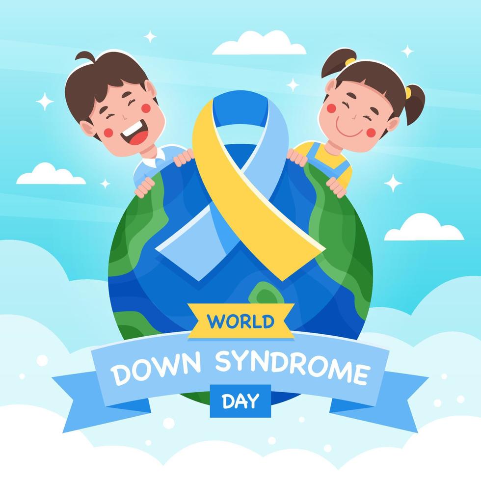celebração do dia mundial da síndrome de down com personagens infantis vetor