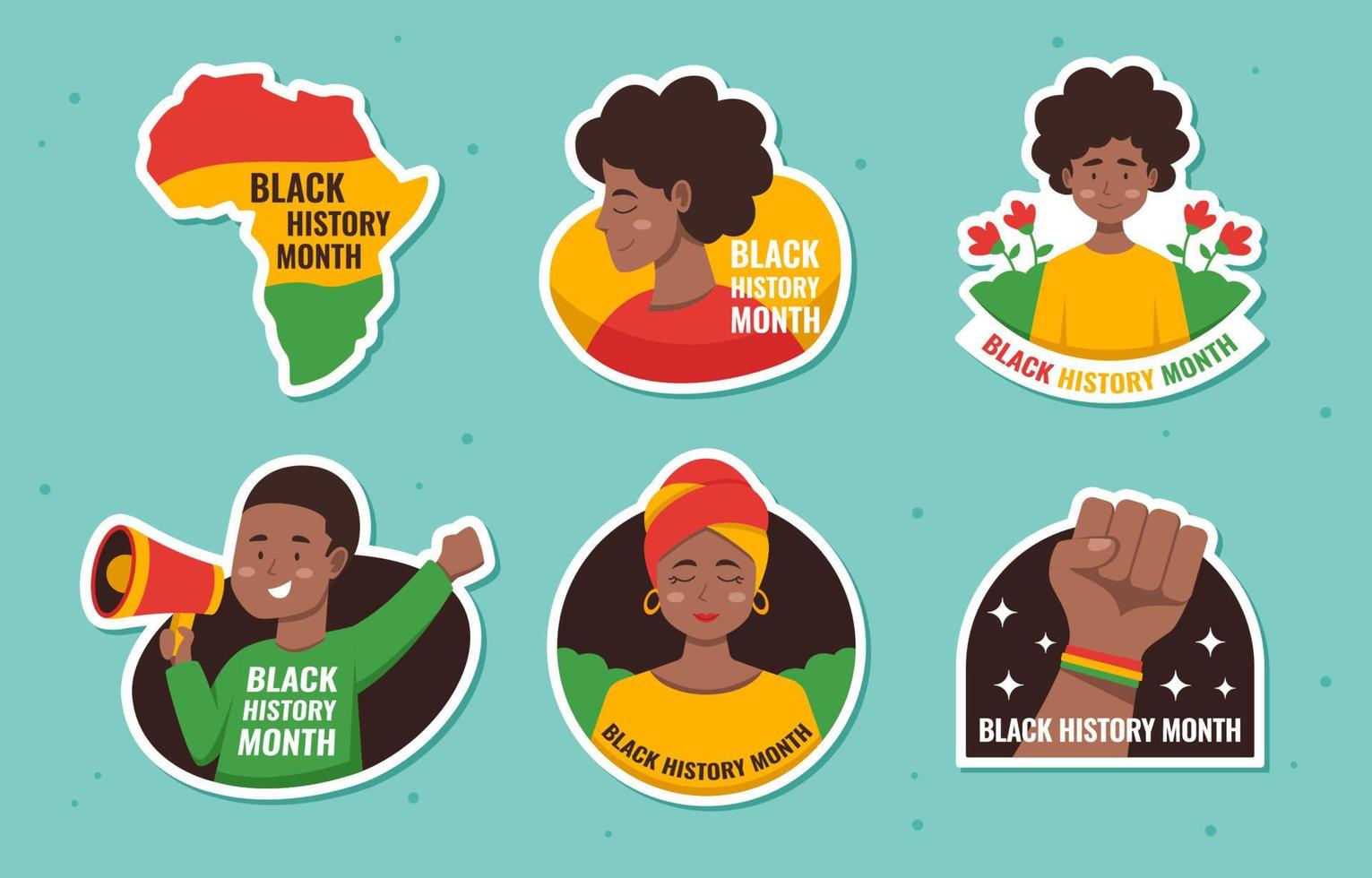 adesivos do mês da história negra vetor