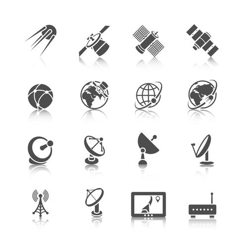 Conjunto de ícones de satélite vetor