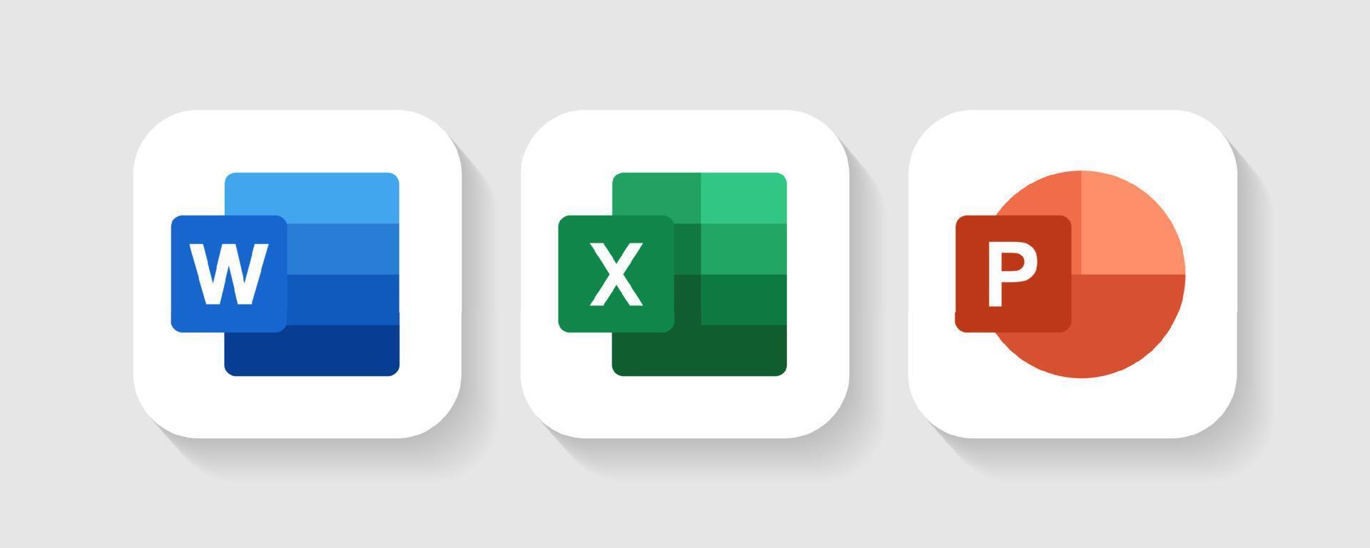 ilustração de logotipos de aplicativos móveis do Microsoft Word, Excel, Power Point vetor