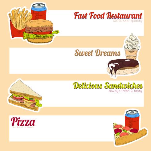 Banner de menu de fast-food vetor