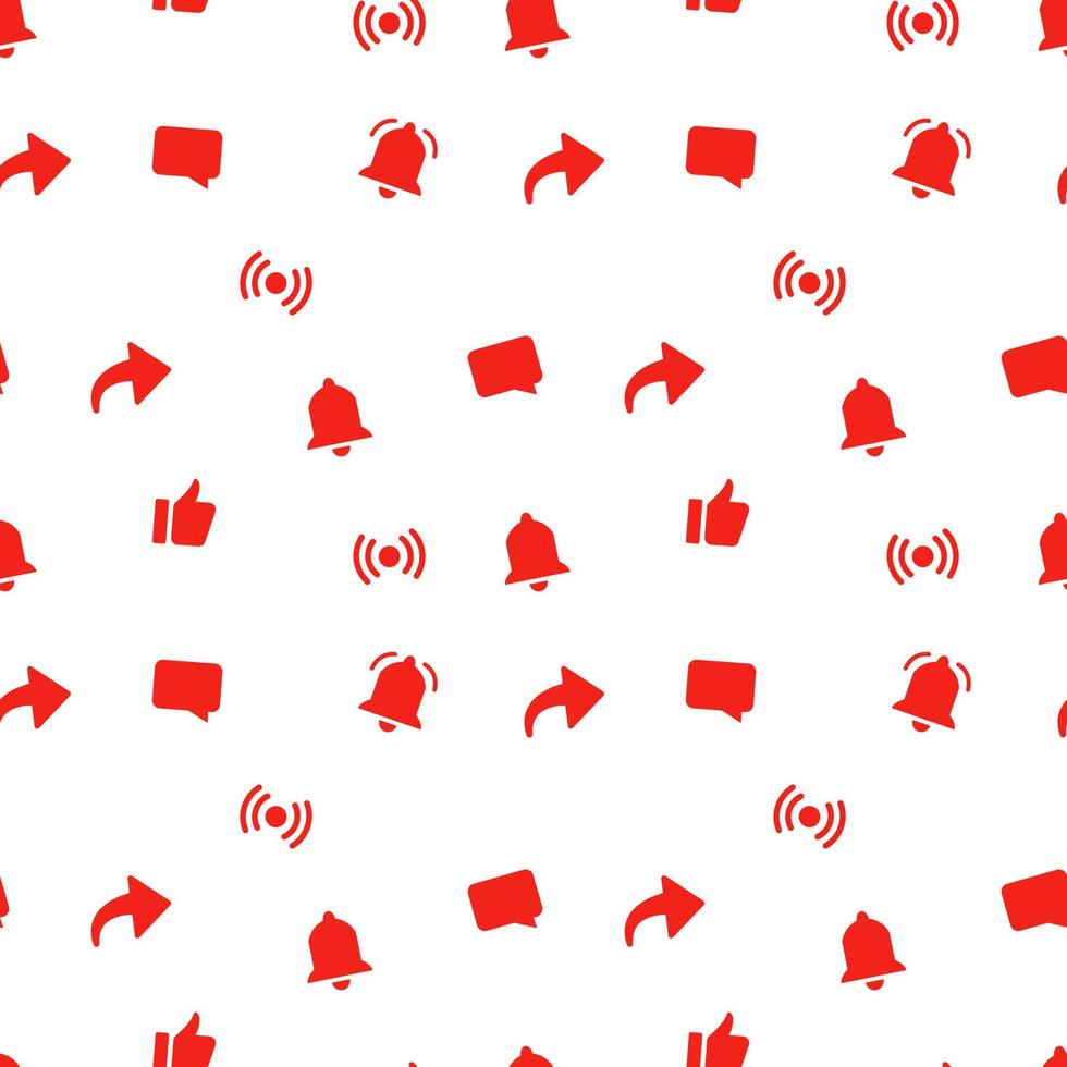 padrão sem emenda com ícones vermelhos de mídia social de vídeo. vetor