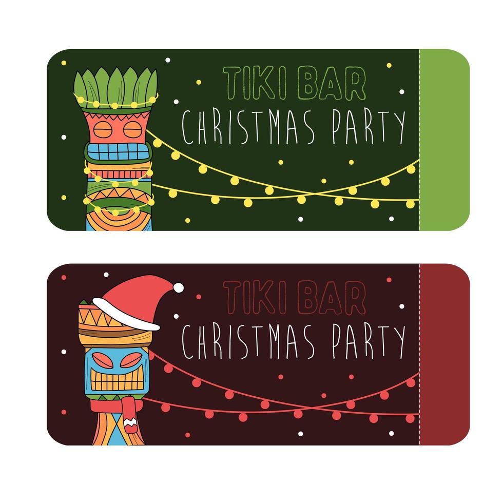ídolos tiki coloridos para design de cartões de convite de festa de Natal ou cartazes. vetor