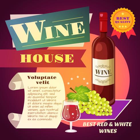 Cartaz da casa do vinho vetor