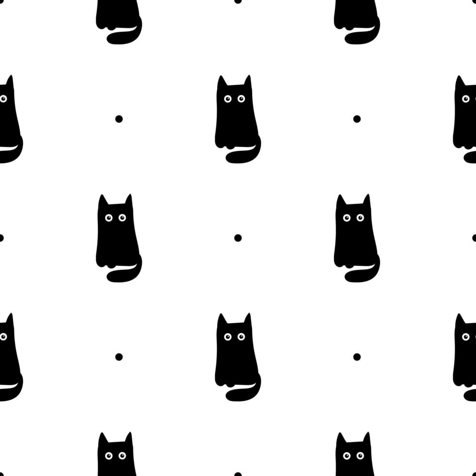 gato preto simples - padrão uniforme, design de fundo da arte do gato vetor