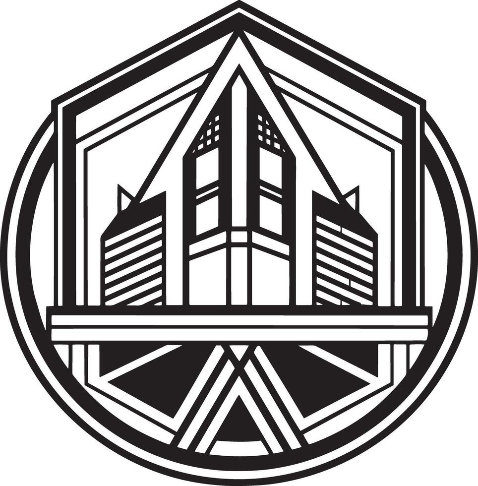 real Estado construção logotipo ilustração Preto e branco vetor