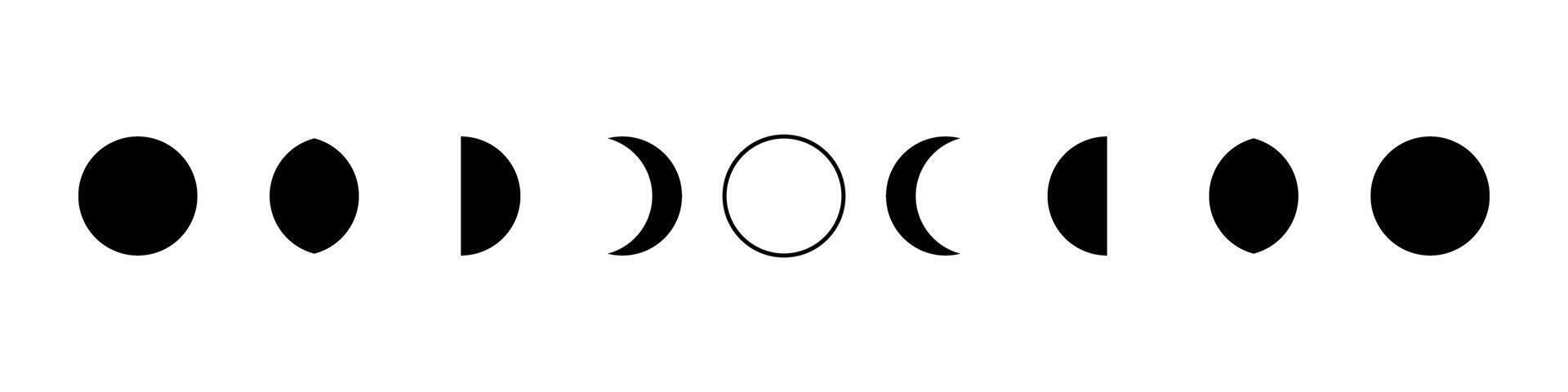 lunar fases e lua ciclos. encerar e minguante forma. crescente placa e alterar dentro a calendário. elementos para Projeto dentro astrologia e espaço. vetor