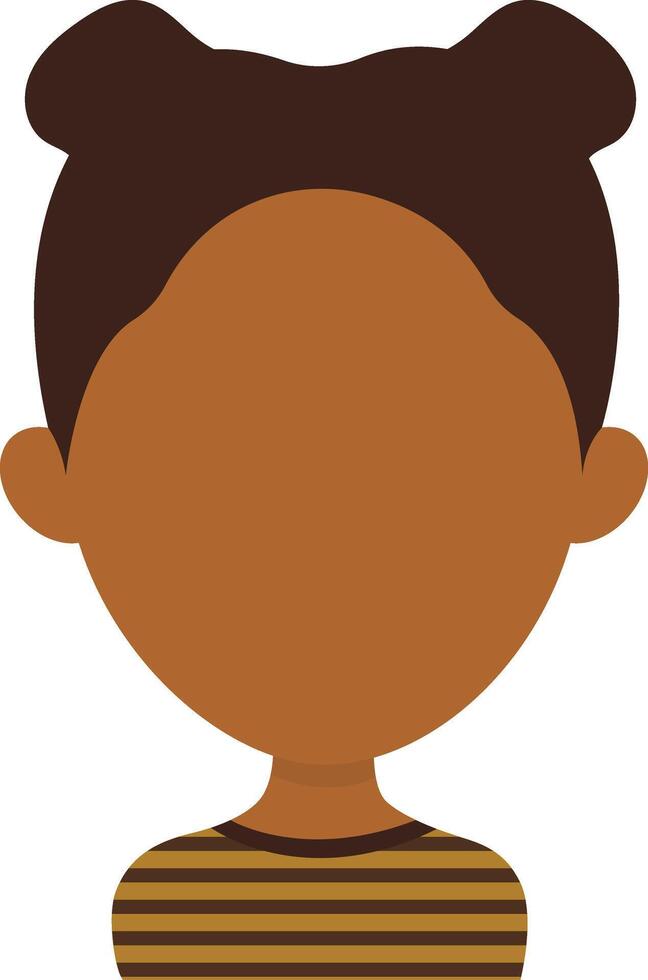 africano mulher avatar com afro Penteado e plano face Projeto. desenho animado ilustração vetor