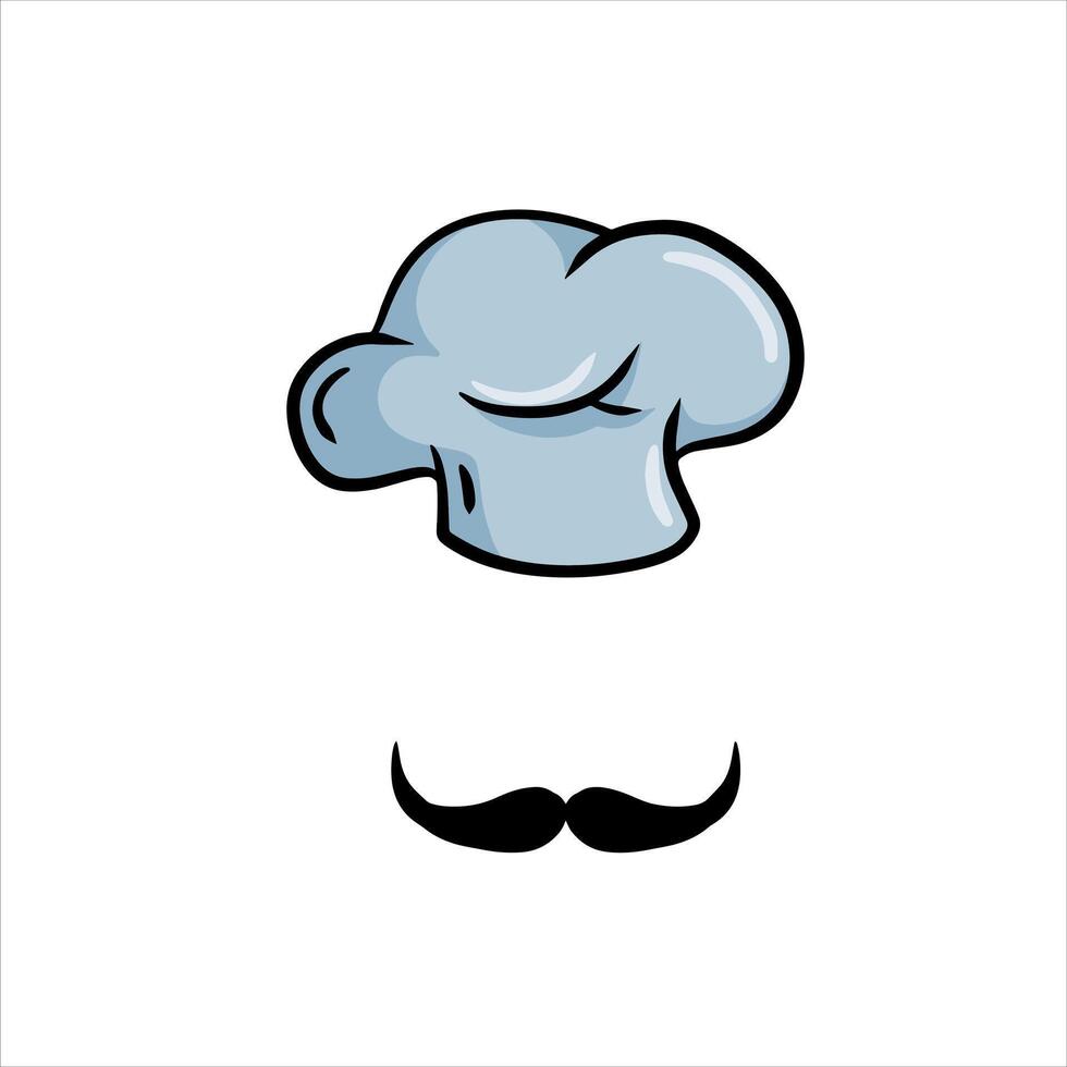 chefe de cozinha boné. cozinhar placa. branco uniforme e chapéu. cafeteria ou francês restaurante ilustração. padaria fantasia, cozinhando vestem com bigode isolado em branco vetor