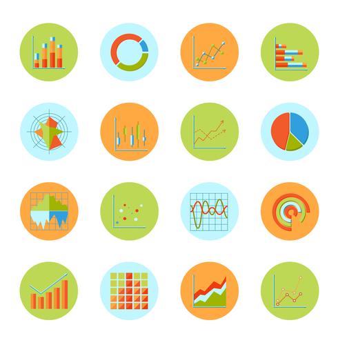 Ícones de gráfico de negócios planas vetor