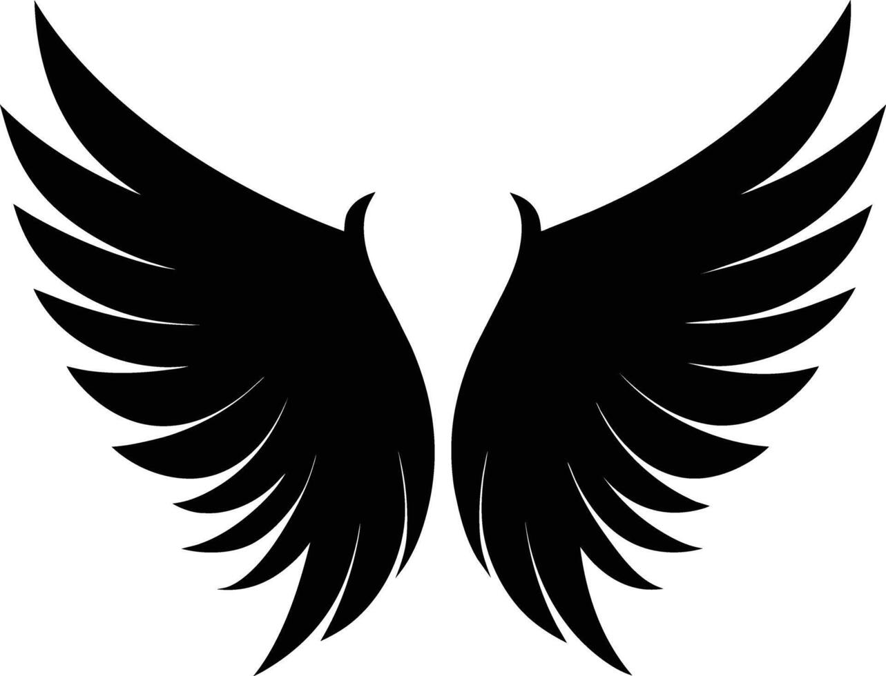 uma Preto silhueta do uma anjo asas vetor