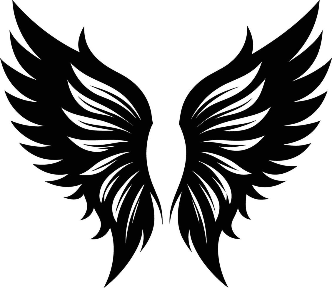uma Preto silhueta do uma anjo asas vetor