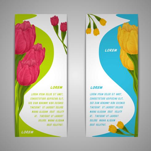 Banners de flores tulipa vetor