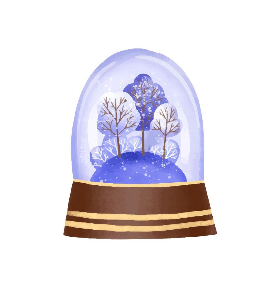 conjunto do Natal vidro neve globos com panorama. Nevado floresta vetor