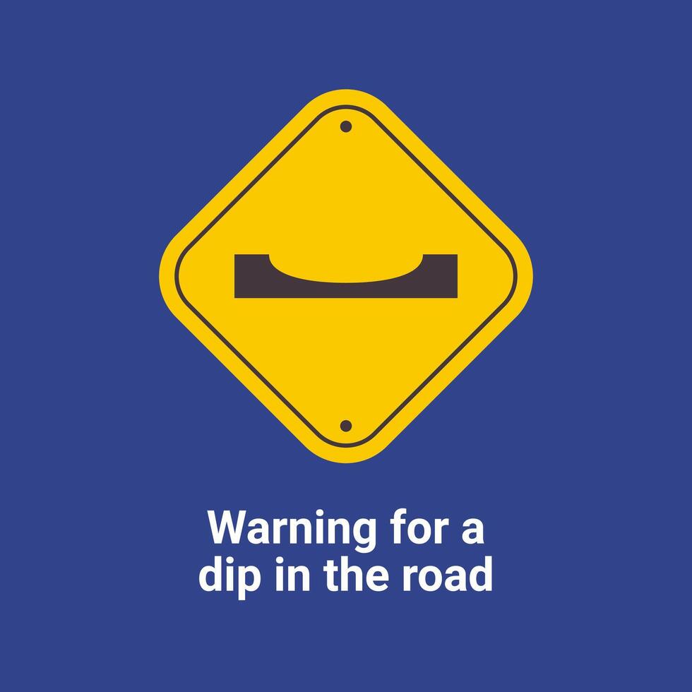 Atenção tráfego sinais, Atenção para uma mergulho dentro a estrada vetor