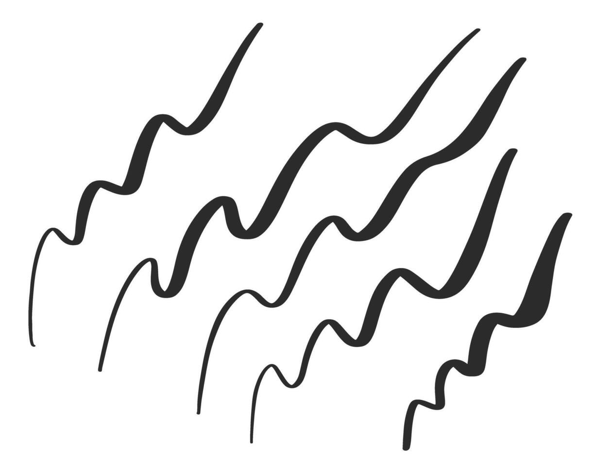 curva Preto abstrato escova golpes conjunto vetor
