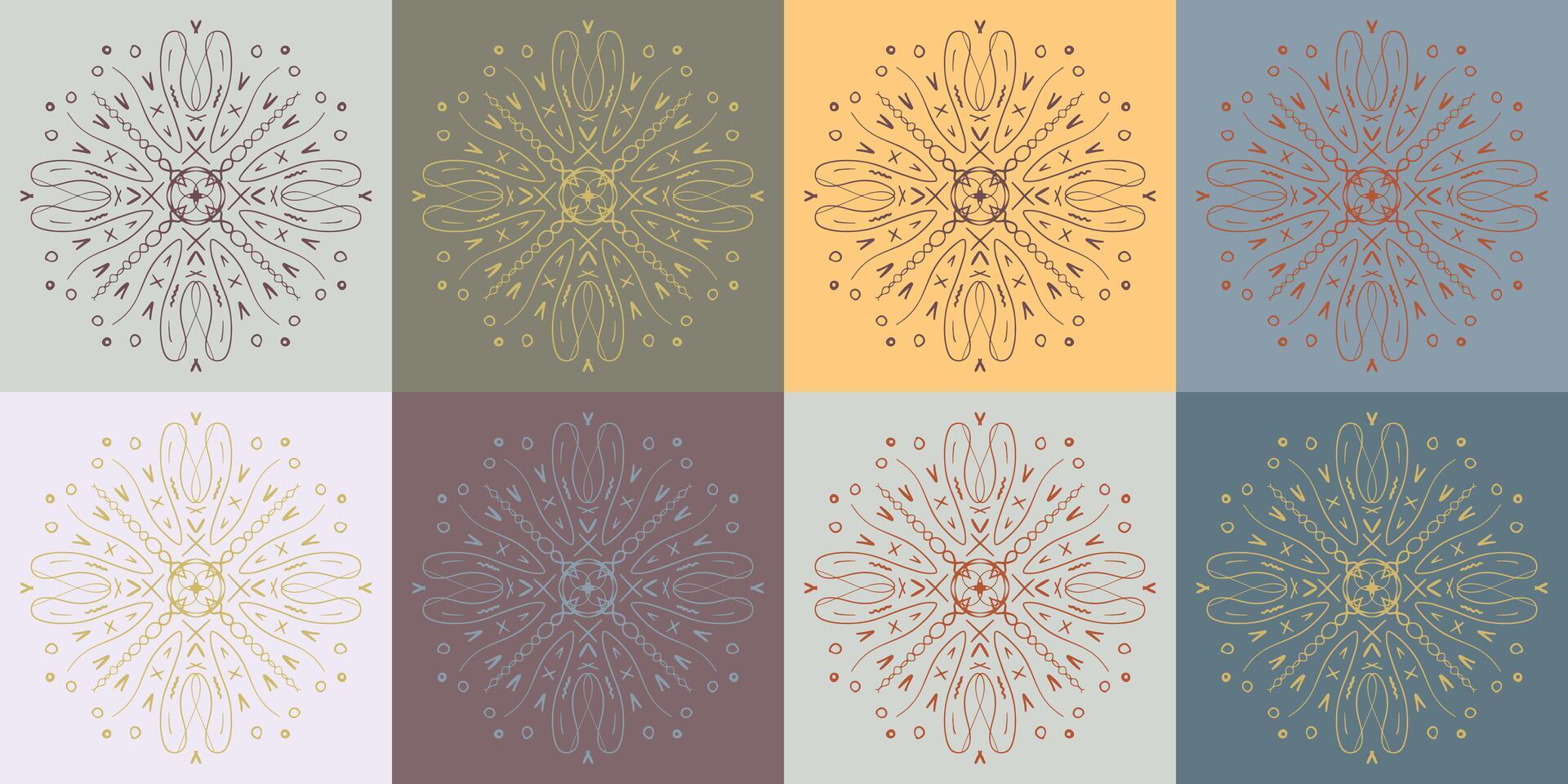 elegante simétrico mandala padrões dentro pastel cores vetor