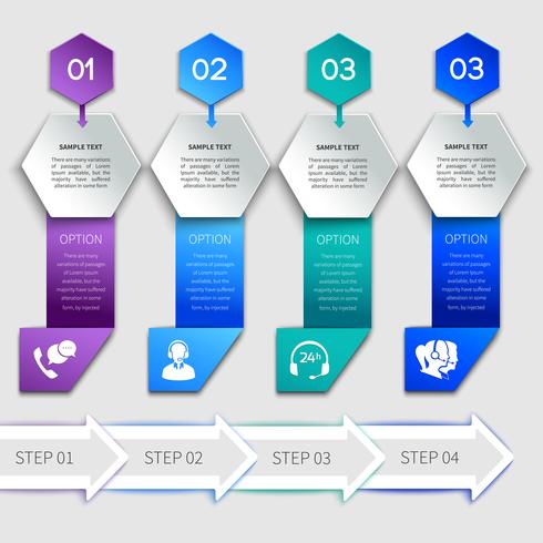 Modelo de serviço de infográficos de origami vetor