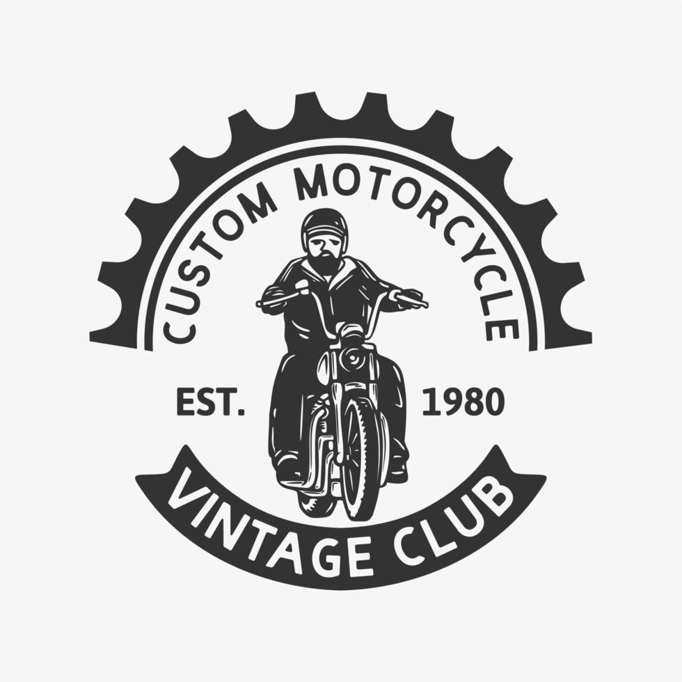 design de logotipo personalizado motocicleta vintage clube est 1980 vetor