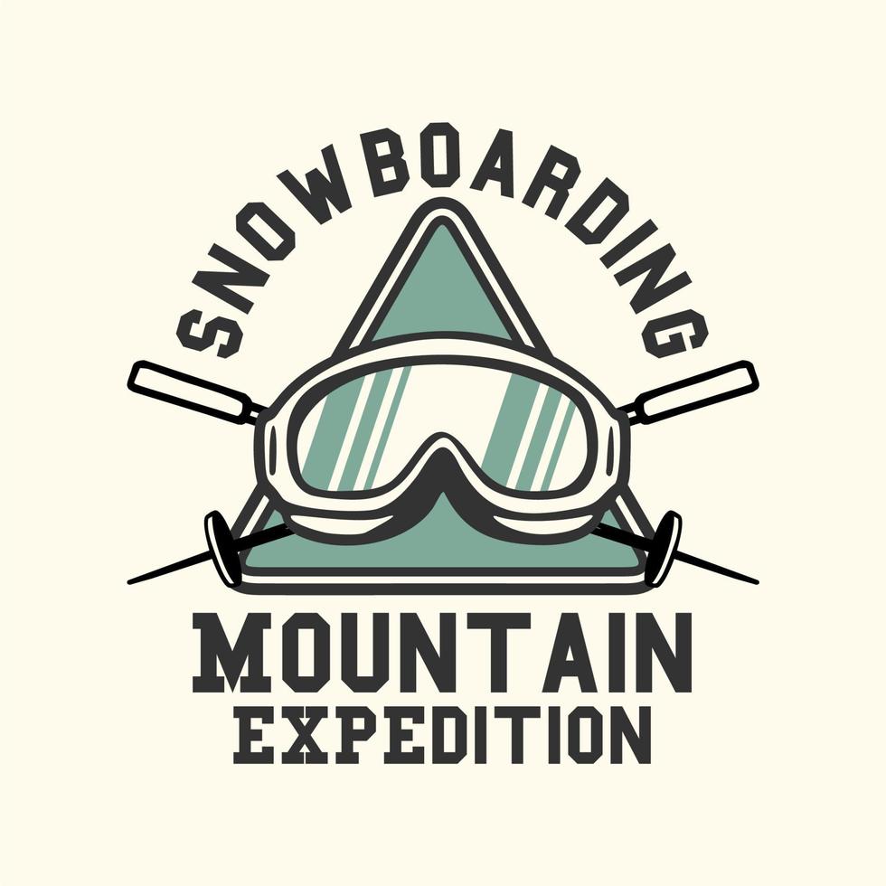 design de logotipo snowboard montanha expedição ilustração vintage vetor