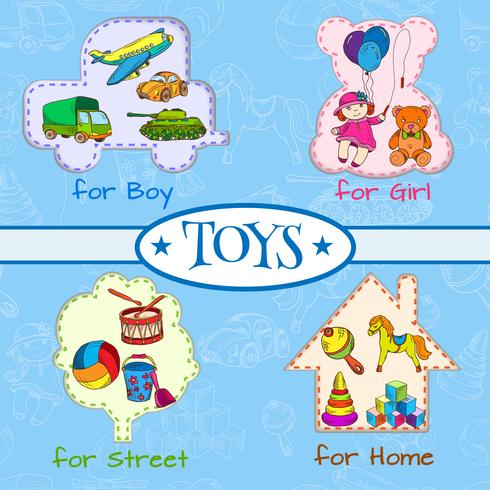 Composição de ícones de brinquedos vetor