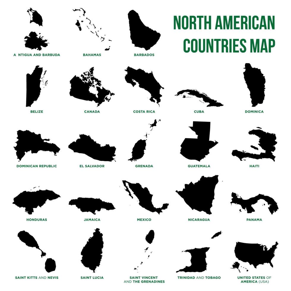 mapa da América do Norte definir projeto de ilustração vetorial modelo. vetor eps 10.