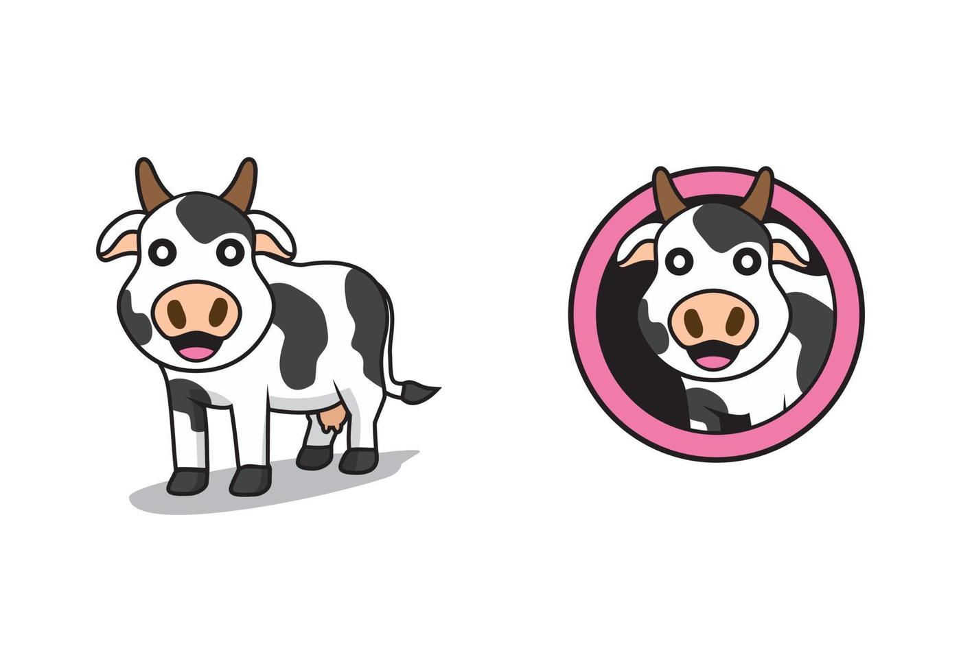 ilustração de desenho de personagem de desenho animado de vaca fofa vetor
