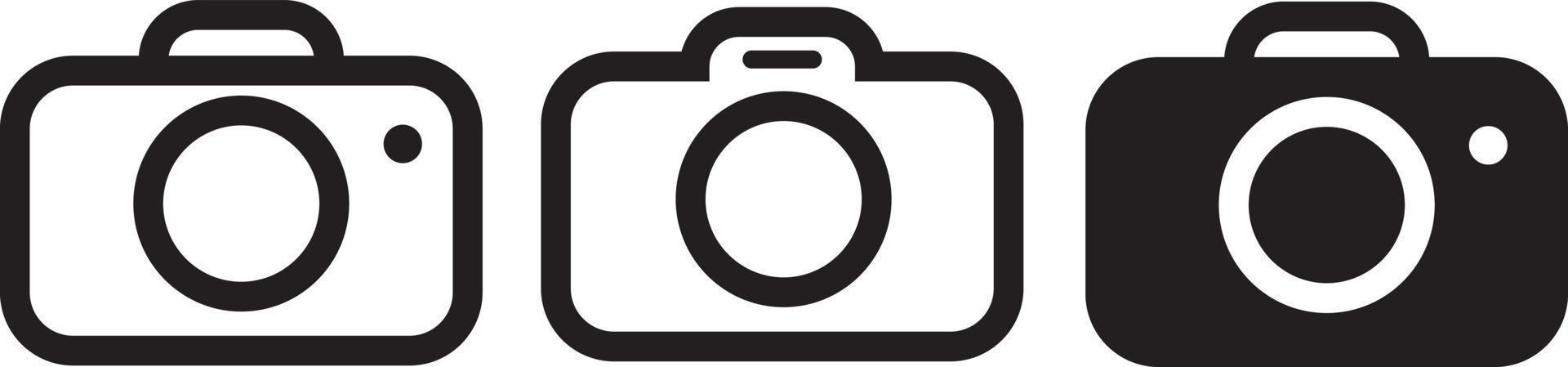 conjunto de ícones simples de câmera fotográfica vetor