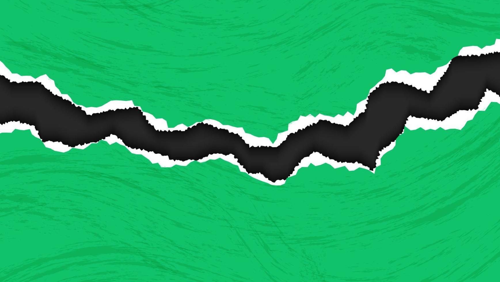 papel verde abstrato rasgado com design de textura de giz em fundo preto vetor