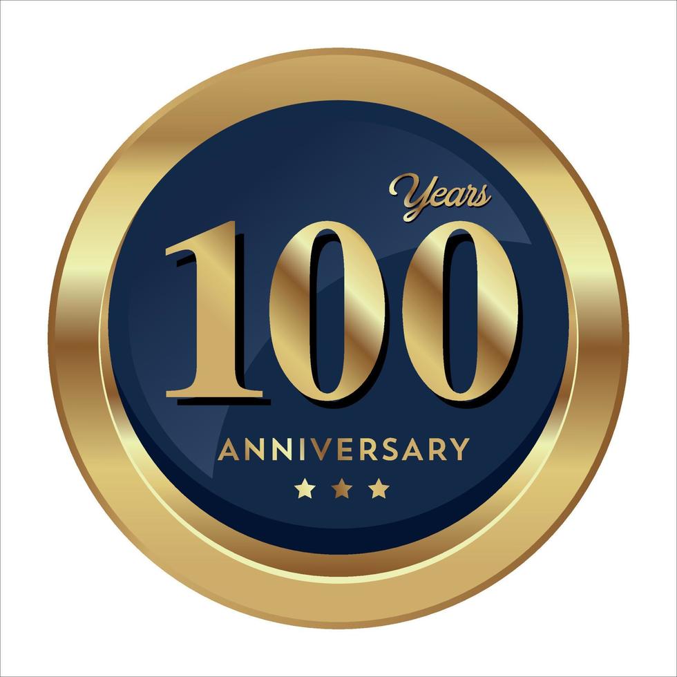 100º aniversário, comemorando o plano de negócios da empresa de texto com números. modelo de evento de aniversário de celebração de vetor escudo de cor vermelho ouro escuro