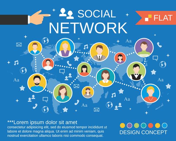 Modelo de conceito de rede social vetor