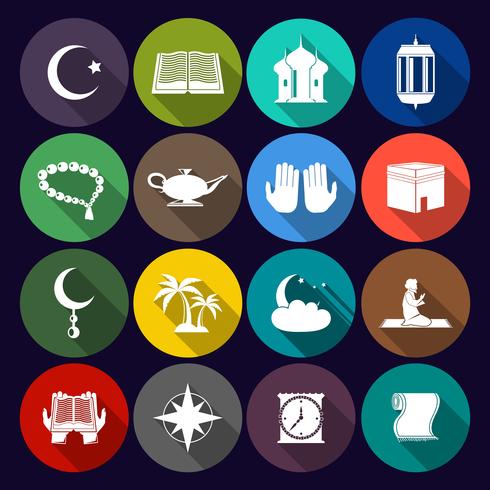 Conjunto de ícones do Islã plana vetor