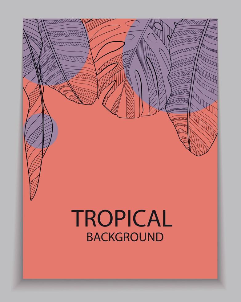 banana tropical abstrata e folhas de palmeira monstera fundo tropical. ilustração vetorial vetor