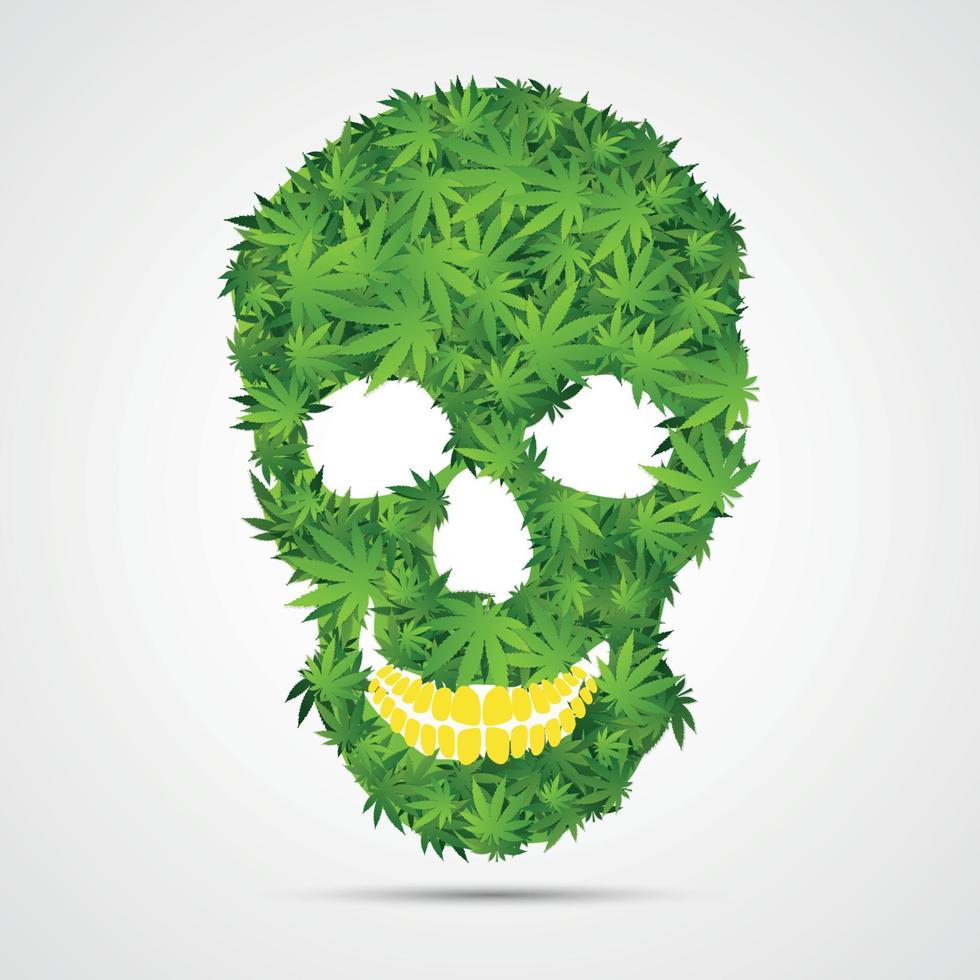 ilustração abstrata em vetor crânio cannabis