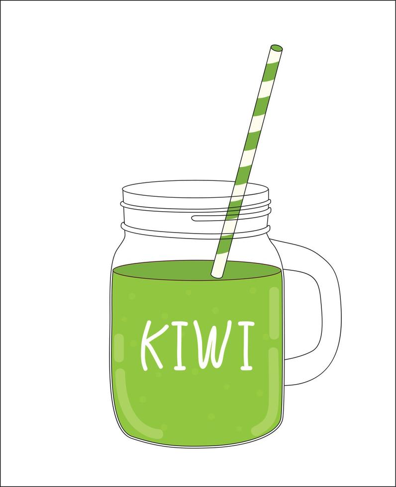 Smoothie de kiwi fresco. comida saudável. ilustração vetorial vetor