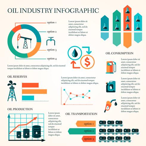 Infografia de produção de petróleo vetor