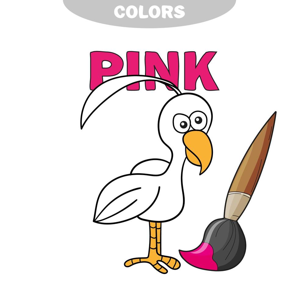 livro para colorir - pássaro finny. aprender cores. vetor