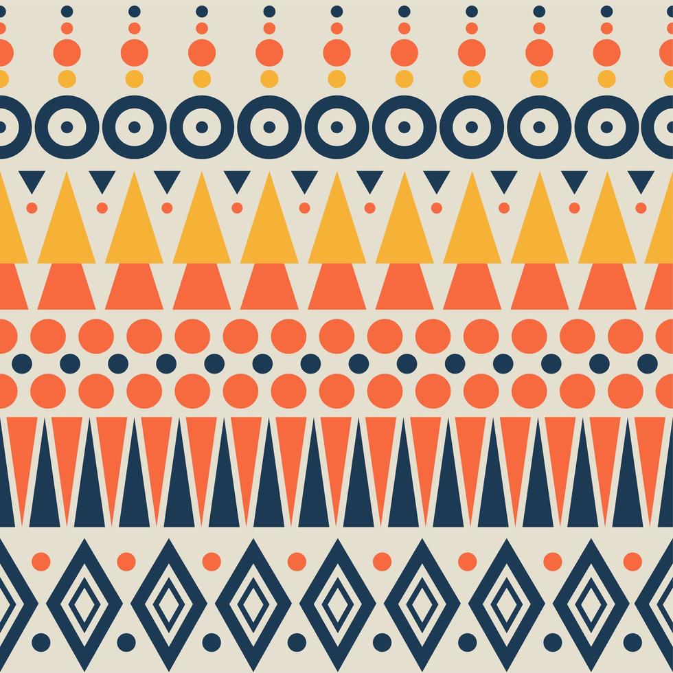 padrão geométrico abstrato. motivos étnicos e tribais. laranja, cores azuis vetor