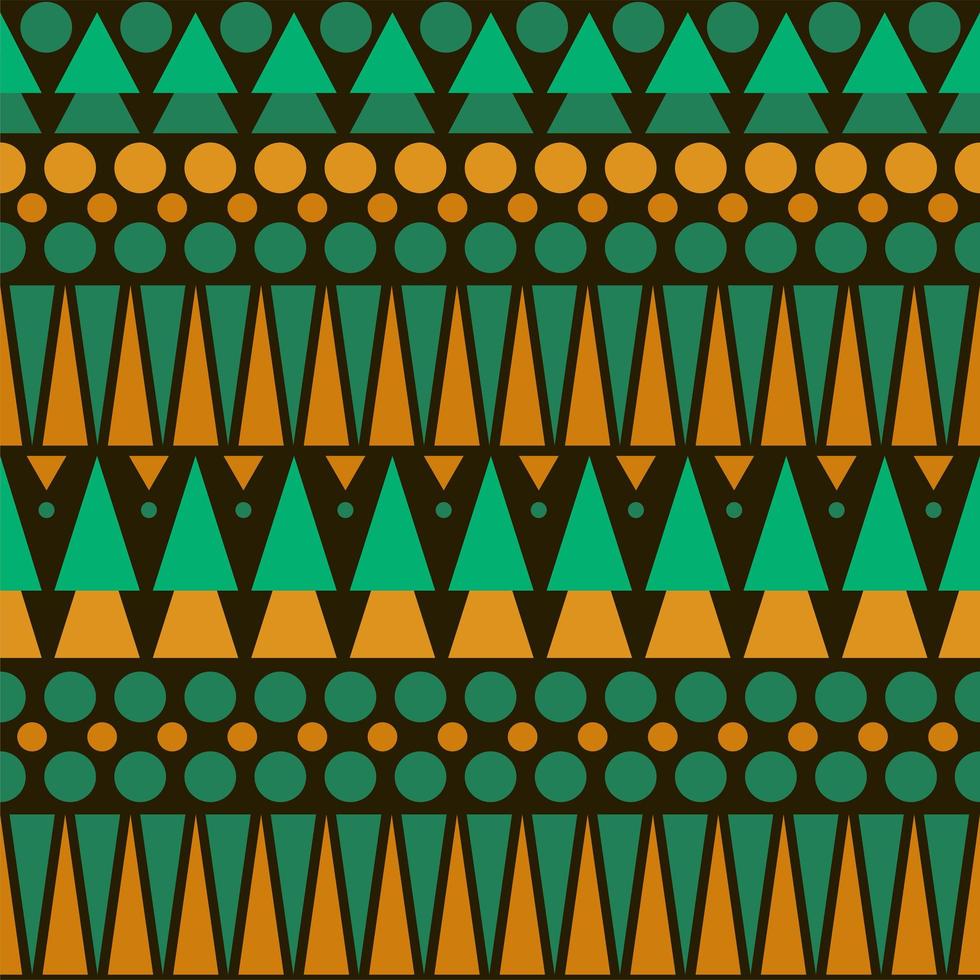 padrão asteca colorido sem costura nas cores marrom, verde e laranja vetor