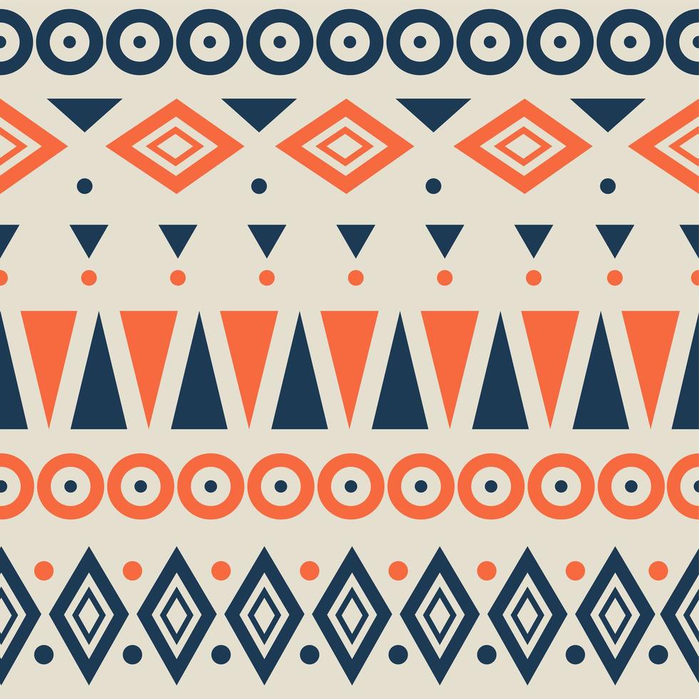 padrão geométrico abstrato. motivos étnicos e tribais. laranja, cores azuis vetor