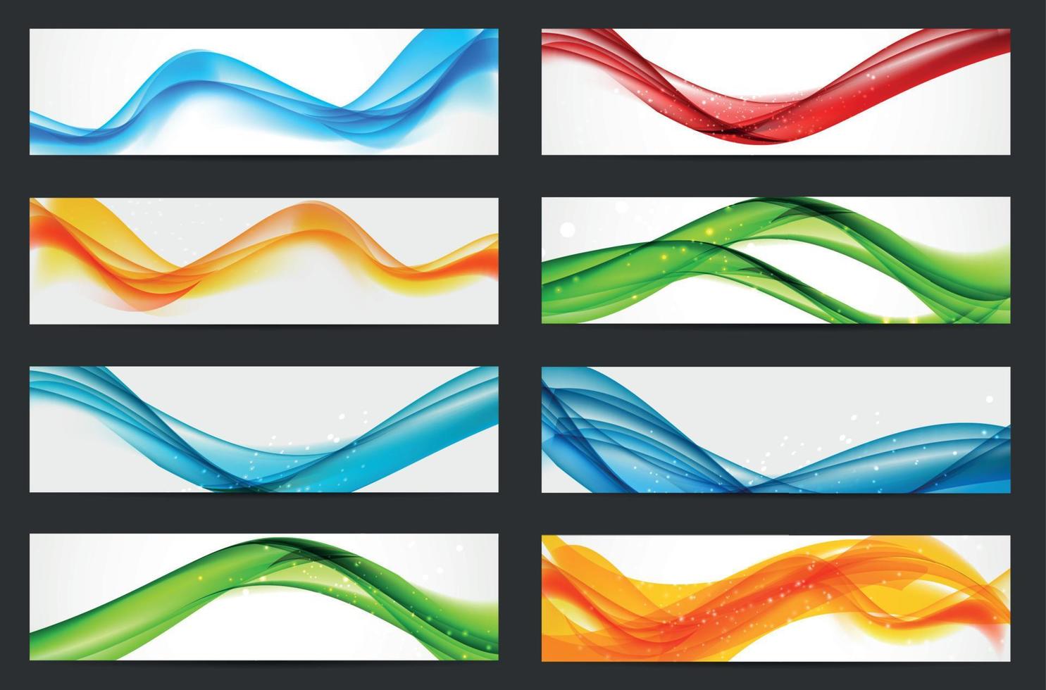 conjunto de fundo abstrato onda colorida cabeçalho. ilustração vetorial vetor