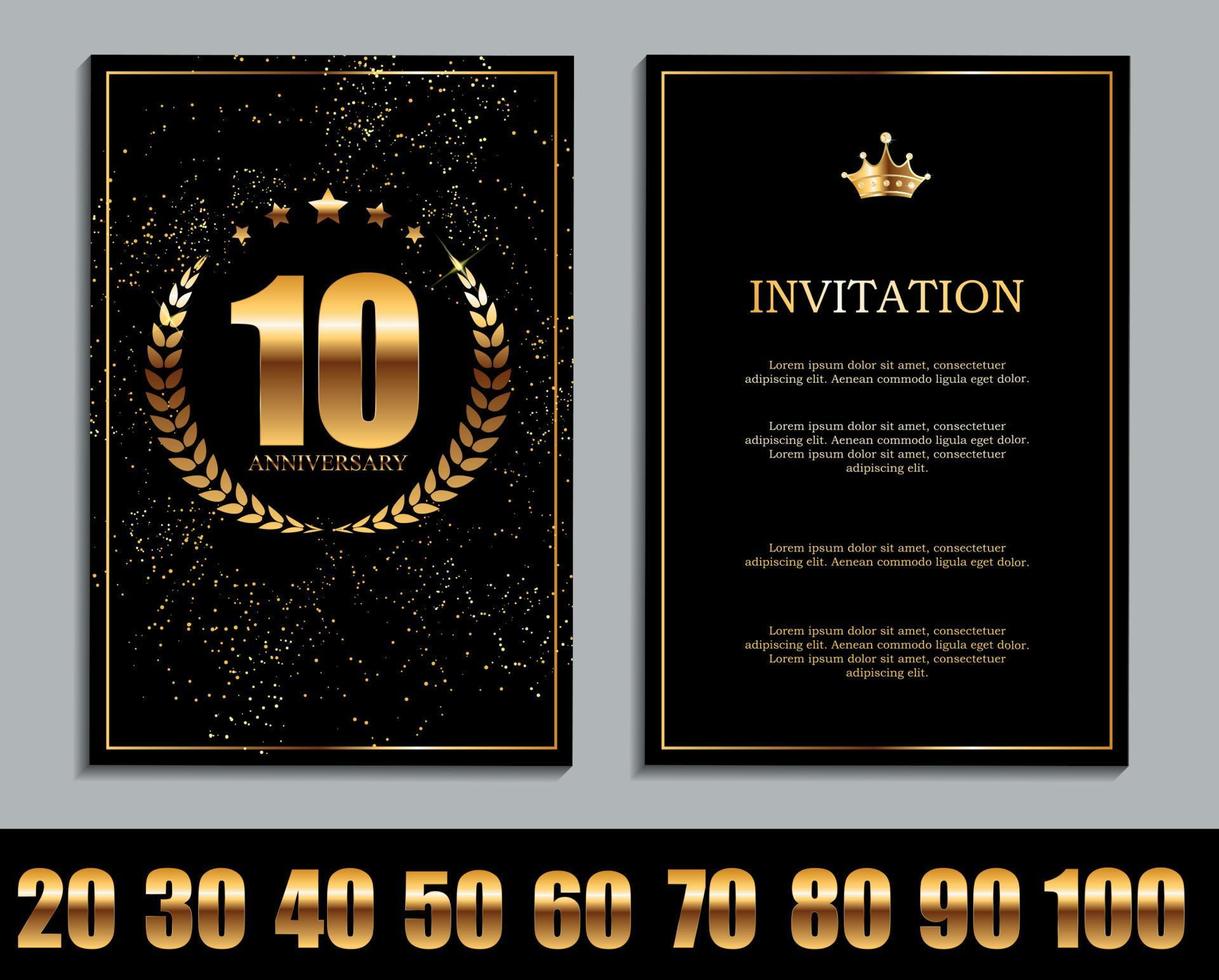 Conjunto de logotipo de modelo de luxo de ilustração vetorial de convite de celebração de aniversário vetor