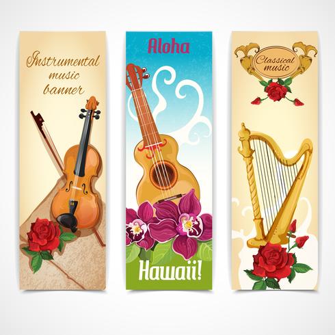 Banners de instrumentos de música vetor