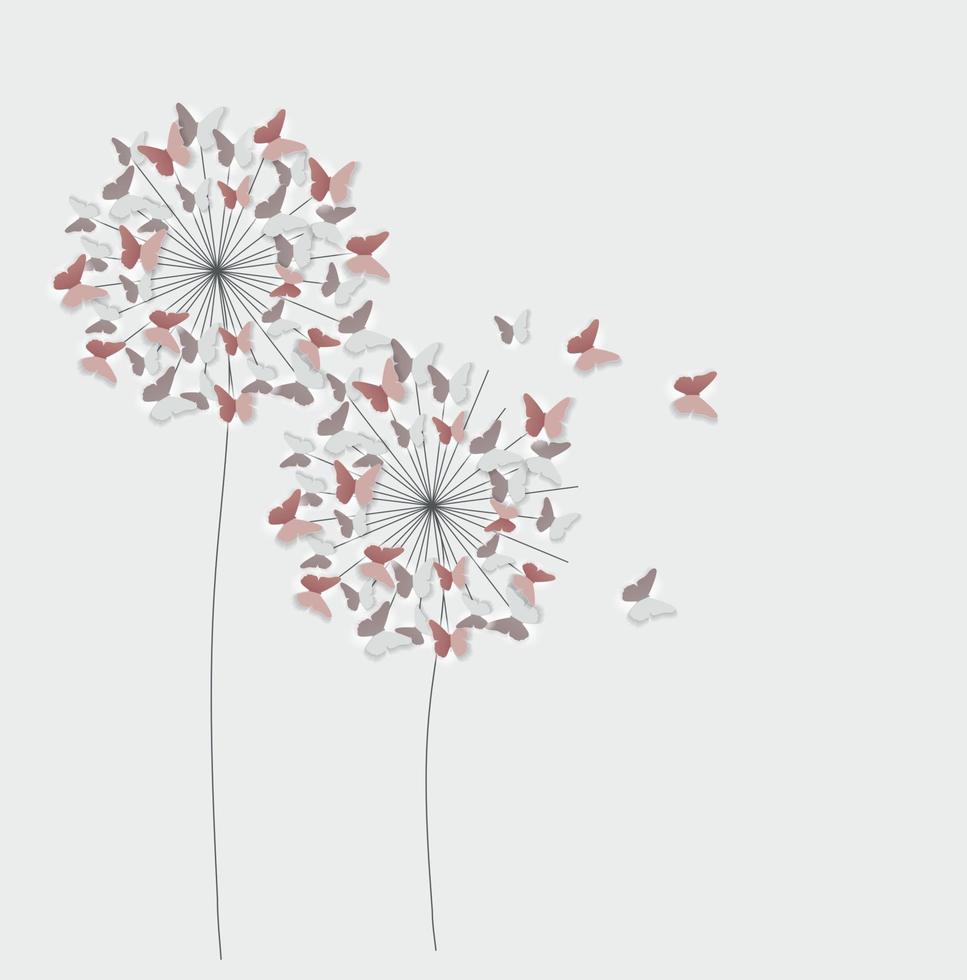 papel abstrato cortado fundo de flor de borboleta. ilustração vetorial vetor